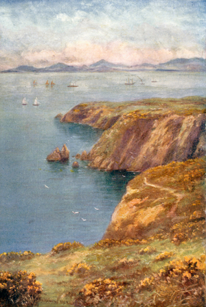 Bay of Dublin from Howth Cliffs (colour litho)