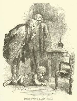 James Watt's early years (engraving)