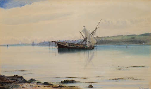 Tayport from Dundee, 1885 (w/c)