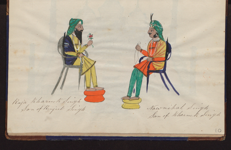 Raja Kharak Singh and Nau Nihal Singh Singh, 1885 (drawing)