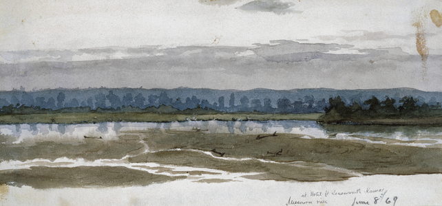 At Hotel, Fort Leavenworth, Kansas, Missouri River, June 8, 1869 (watercolor)