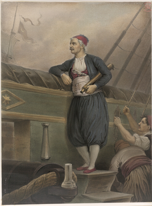 A Greek sailor on board a ship, from an 'Album of Greek Heroism, or the Deliverance of Greece', 1852-54 