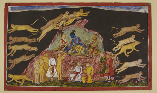 Sugrīva sends Hanumān and others to search for Sītā in four directions, 1653 (miniature)