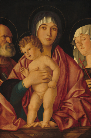 Madonna and Child with Saints, c.1490-1500 (oil on panel transferred first to canvas and then to wood)