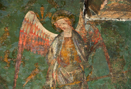 St Michael the Archangel, detail of the Byward Tower mural, 1390s (wall painting)