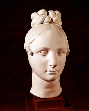 bust of Eugenie Grandet, heroine of Honore de Balzac, sculpture