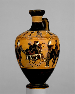 Terracotta lekythos, c.550–530 BC (terracotta)