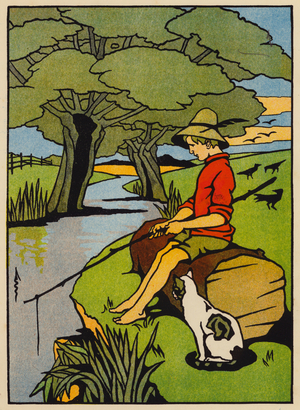 Up the River (colour litho)