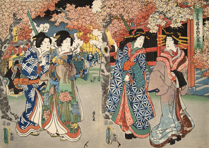 Scene from Genji monogatari (Tale of Genji) by Murasaki Shibuku (b. 978) c. 1860  (colour woodblock print)
