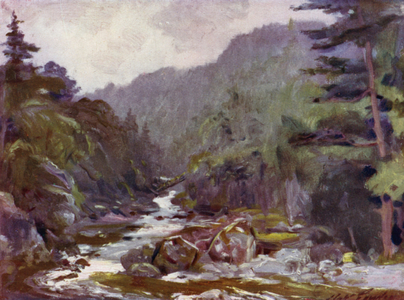 Miner's Bridge on River Llugwy (colour litho)