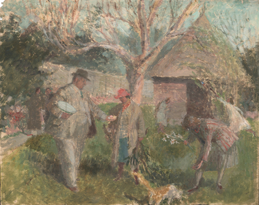 The Dunbar family in the Garden at The Cedars, Spring (Version 1), c.1928 (HMO 75) (