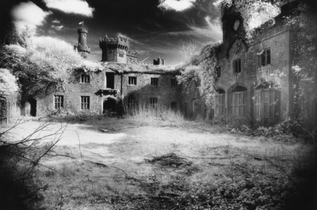 Ruined Stables, Charleville Forest, County Offaly, Ireland (b/w photo)