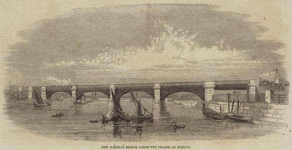 New Railway Bridge across the Thames at Pimlico (engraving)