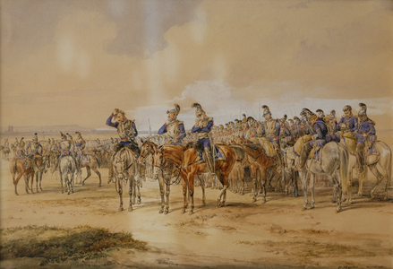 After Manoeuvres, near Munich, 1838 (pencil and watercolour)