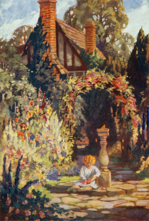 Cottage garden (colour litho)