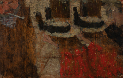 Street scene or Young girls with boaters, 1894(oil and pencil on panel)