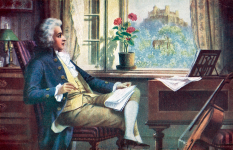 Wolfgang Amadeus Mozart, (1756  1791), by Carl Schweninger the Younger (colour litho)