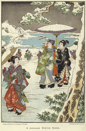 A Japanese Winter Scene (colour litho)
