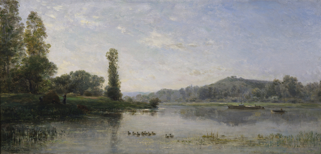 Landscape with a River, 1860 (oil on panel)