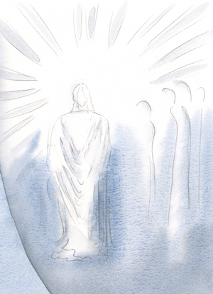 Christ is hidden behind two veils, 2000 (w/c on paper)