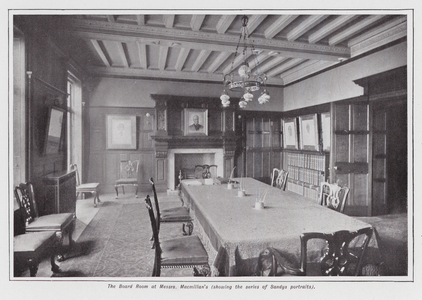 The board room at Messrs Macmillan's, showing the series of Sandys portraits (b/w photo)