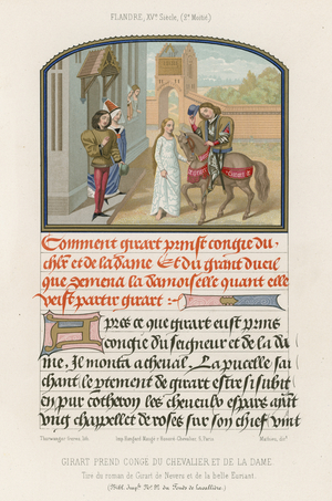 Girart takes the knight and lady (chromolitho)