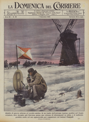 War picture around the old mill (colour litho)