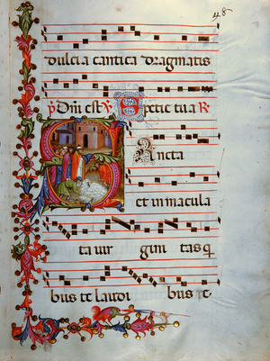 Antiphonary in note 7, a book which contains the chants to be sung by the choir during mass (parchment)