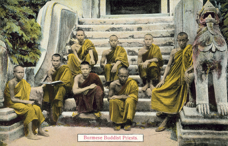 Burmese Buddhist priests (colour photo)