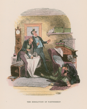 Illustration for Martin Chuzzlewit (colour litho)