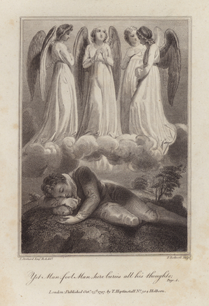Scene from Night Thoughts, by English poet Edward Young (engraving)