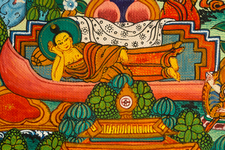 Reclining Buddha in transition to Nirvana (w/c on paper)