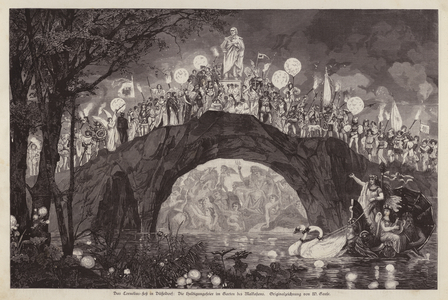 Festival celebrating the artist Peter von Cornelius in the Malkastenpark, Dusseldorf, Germany (engraving)