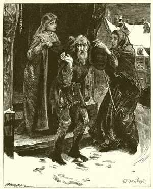 Mercy, as her custom was, would be making coats and garments to give to the poor (engraving)