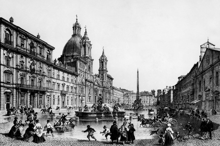 Italy, Rome, Piazza Navona, 1700s (engraving)