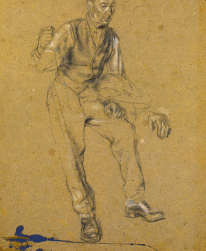 Study of a man with a jacket on his arm, c.1915 (pencil on paper with highlights in pastel & chalk)