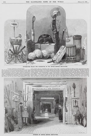 Exhibits in the United Service Institution, London (engraving)