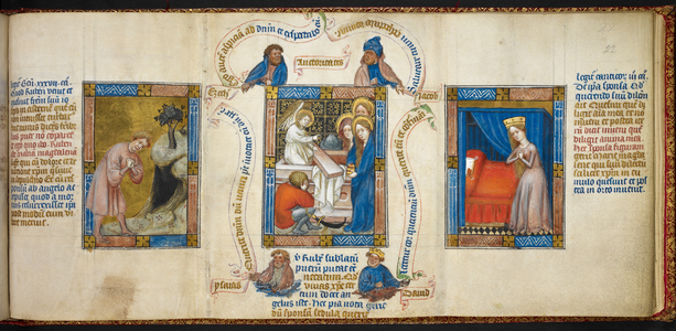 Reuben grieving after failing to find Joseph in the well; the Holy Women at the Tomb; the Spouse (of the Song of Songs) seeking her Beloved.