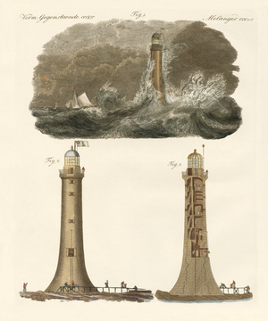 Bell Rock lighthouse, 1790 (coloured engraving)