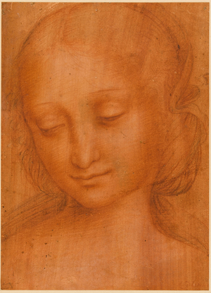 Head of a woman, 1530 (red and black chalk on prepared paper)