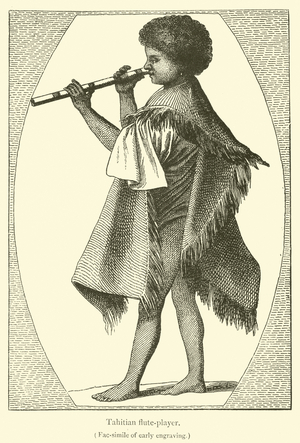 Tahitian flute-player (engraving)