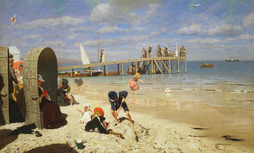 A Sunny Day at the Beach, 1900 (oil on canvas)