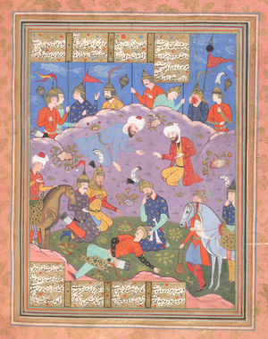 Isfandiyar lassoing Gurgsar.