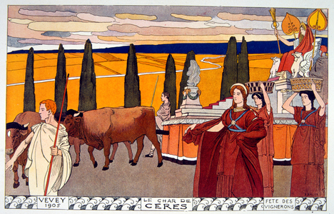 Illustration of the 1889. Fête des Vignerons (Winegrowers Festival) in Vevey. Switzerland.