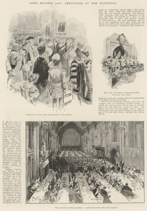 Lord Mayor's Day, Festivities at the Guildhall (engraving)