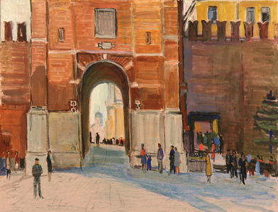 Spasskie Gates to the Kremlin, 1964 (tempera on paper)