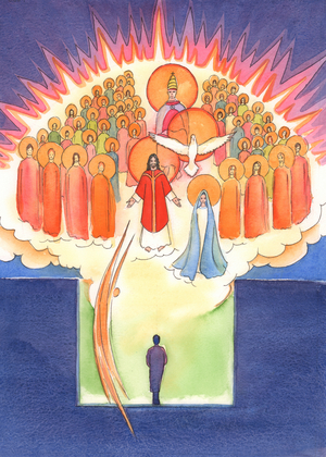 Personal prayer, in our 'secret room', is never made alone; through Christ we are present with the whole company of Heaven, 2004 (w/c on paper)