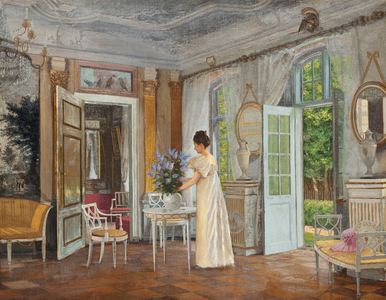 Arranging Summer Blooms, 1899 (oil on canvas)