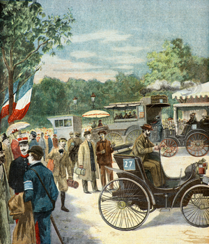 First automobile race, 1894 (illustration)