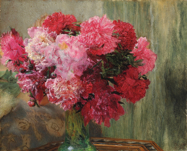 Japanese Peonies (oil on card)